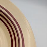 Lot de 6 assiettes creuses gien france couleur beige liseré rouge décor fleur