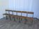Set of 6 Vintage Industrial School Chairs: Brown Fabric, Black Metal Base