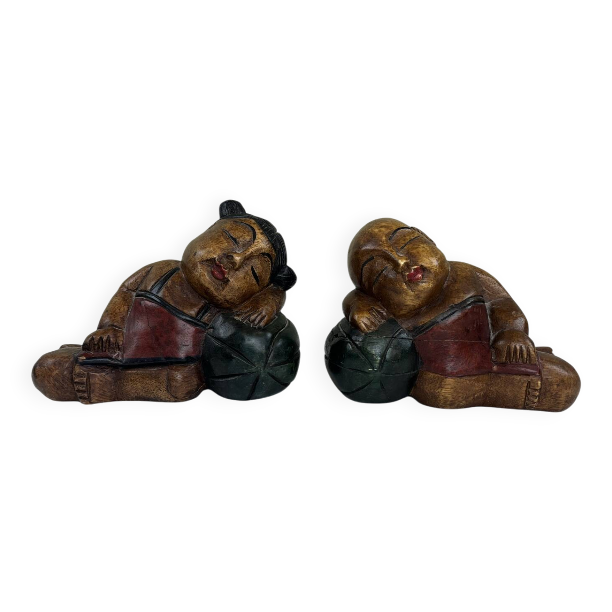 Carved wooden bookends