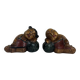 Carved wooden bookends