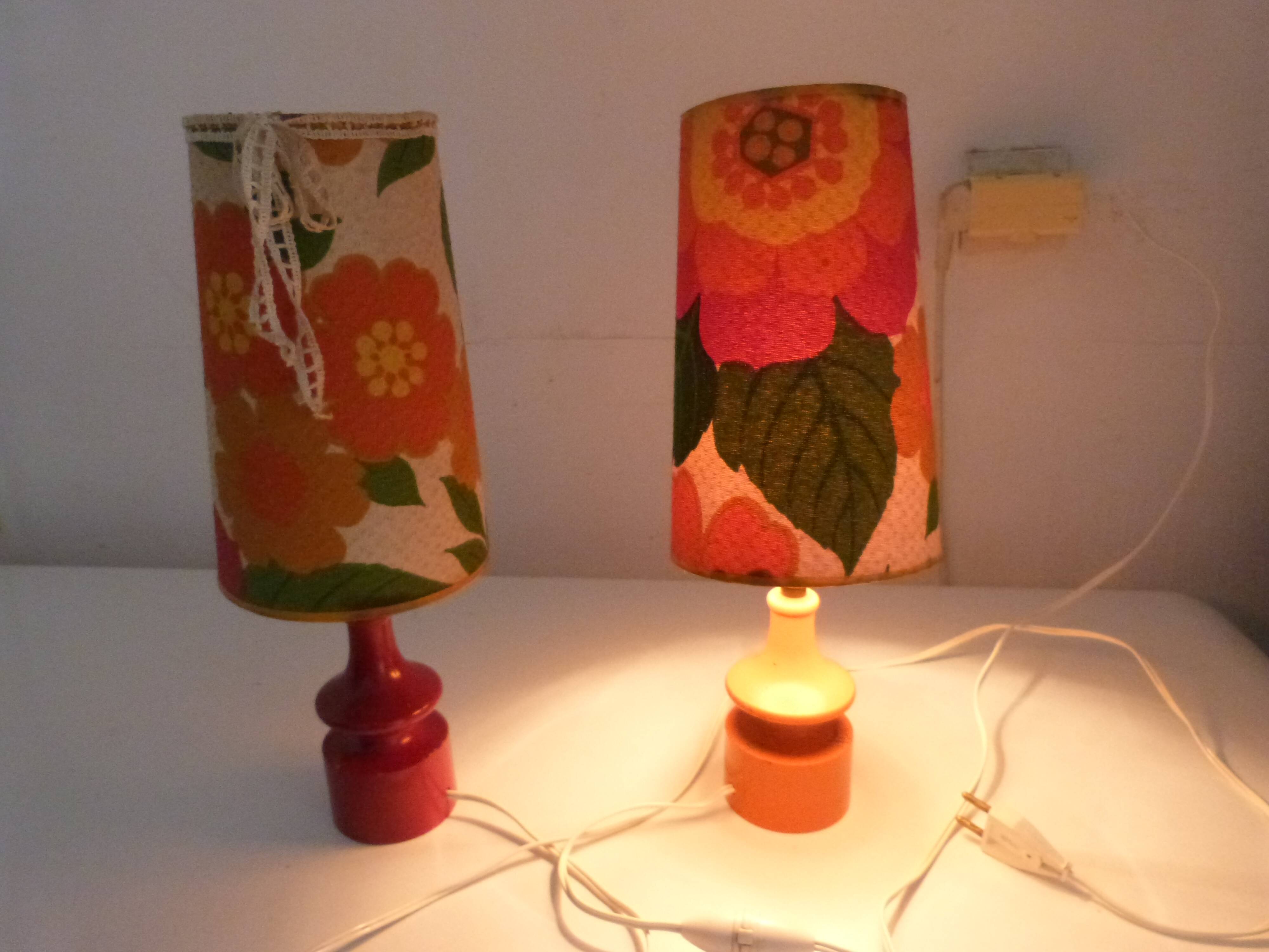 Pair of table lamp kitsch vintage bedside lamp