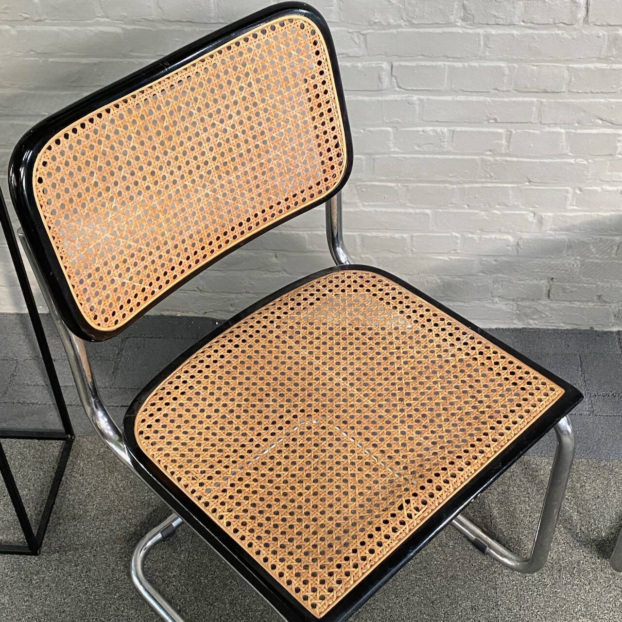 Set of 2 black cesca "s32" marcel breuer chairs - italy 1980's