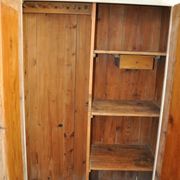 Double cream-painted wardrobe in patinated solid wood, 1920s romantic style.
