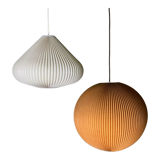 Space age cocoon plisse pendant lamps, 1960s