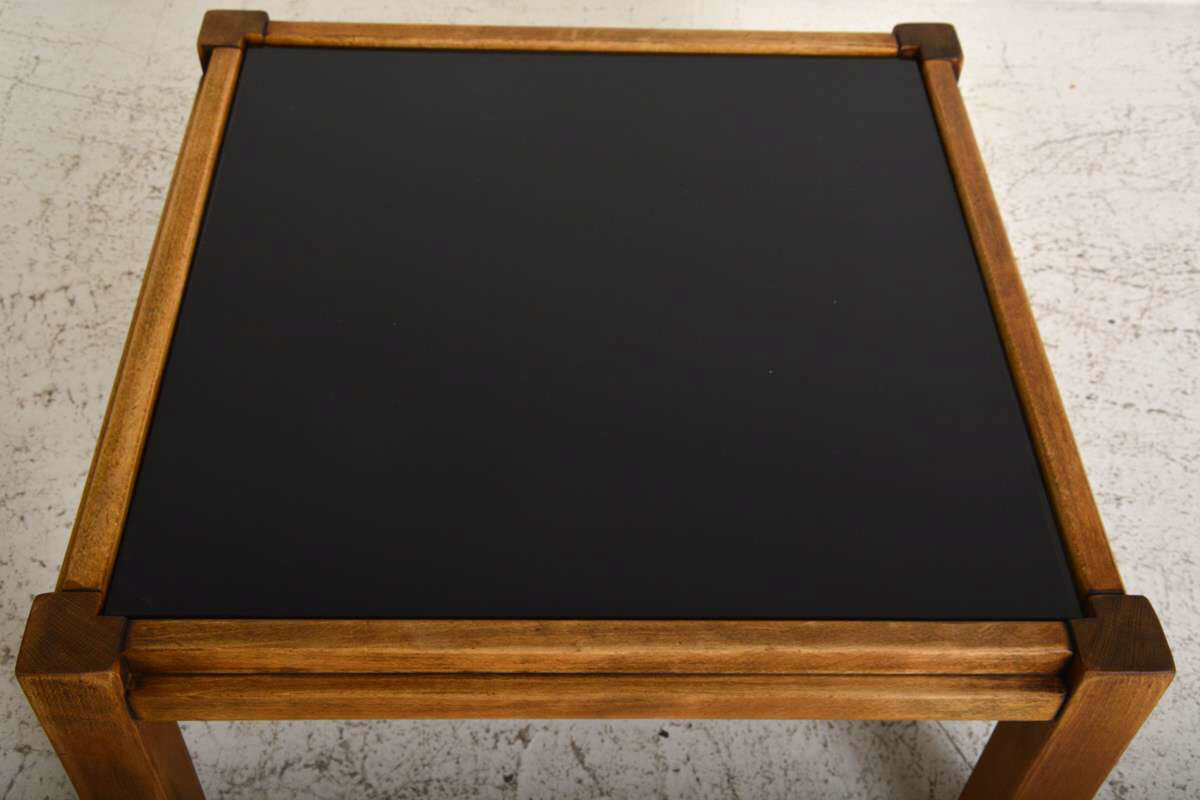 Coffee table 60s, opaline and wood