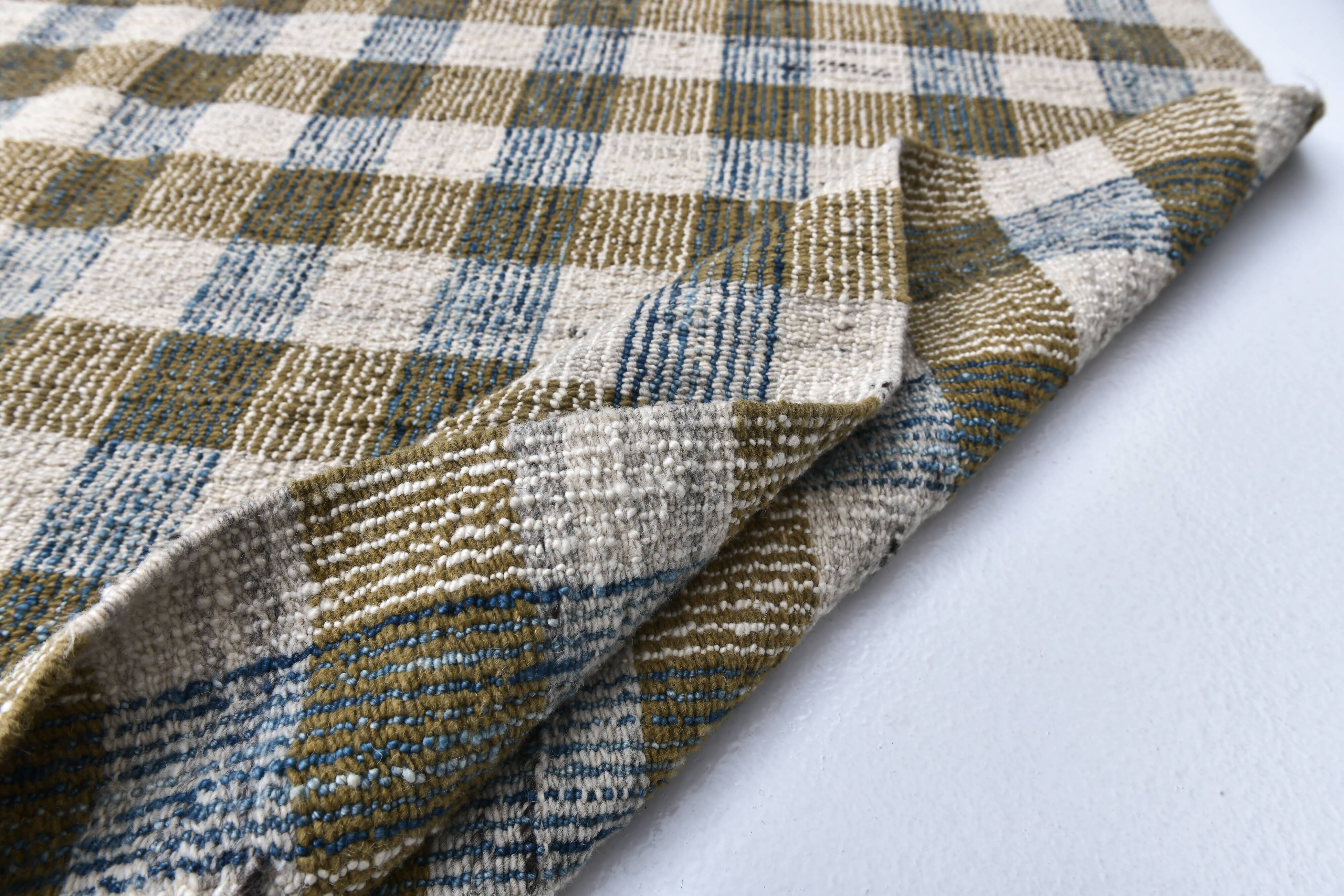 290x190 cm indigo blue mustard kilim carpet, wool made kilim rug.