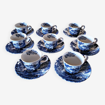 Ridgway Staffordshire Ironland Mugs for Tea or Coffee (Set of 8 with Saucers)