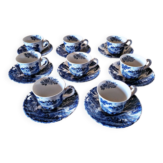 Ridgway Staffordshire Ironland Mugs for Tea or Coffee (Set of 8 with Saucers)