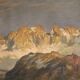 Antique Italian signed mountain landscape painting from 19th century
