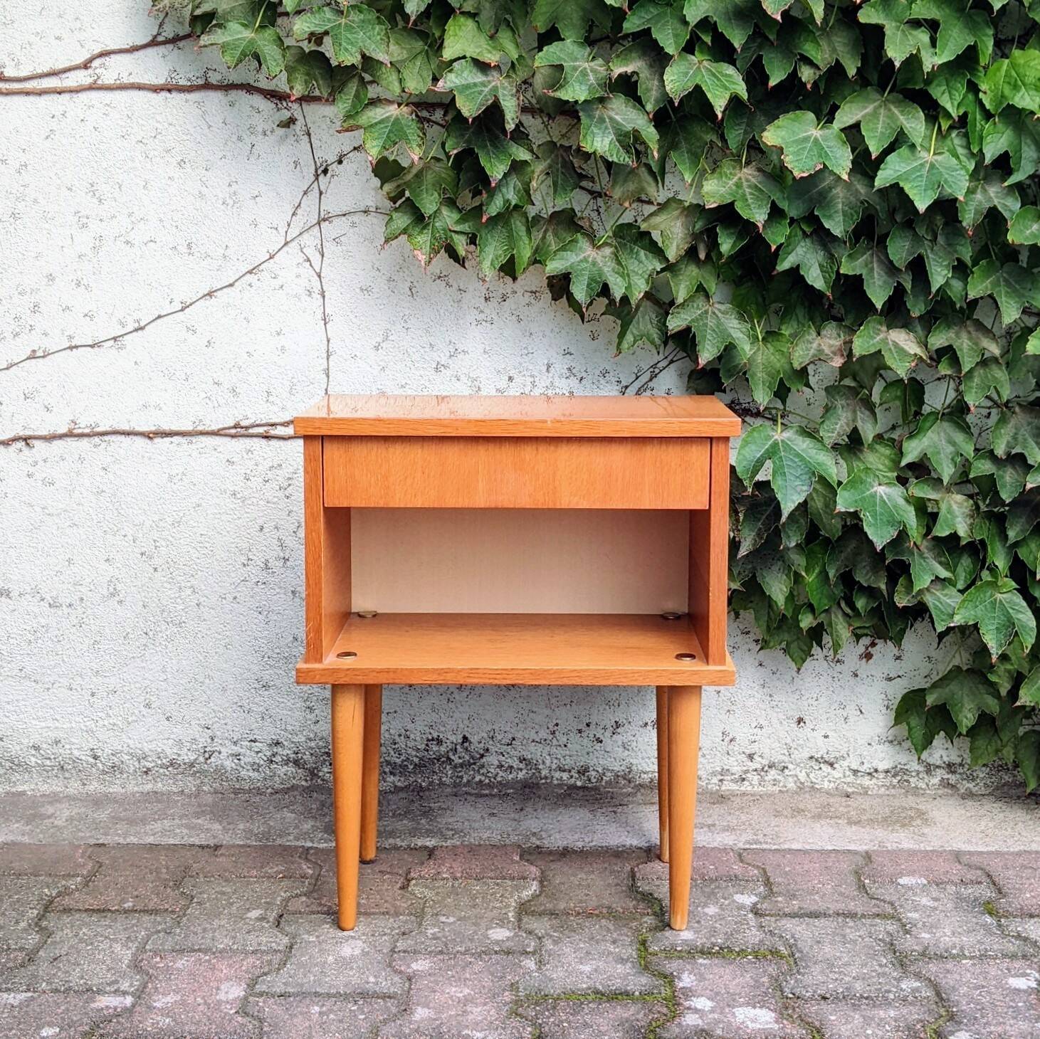 1960s spindle foot bedside table