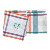 Nappe ancienne monogrammée  à la main EB - Coton - 150x150 cm
