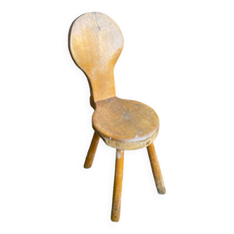 Ancienne chaise brutaliste deco montagne bois massif vintage