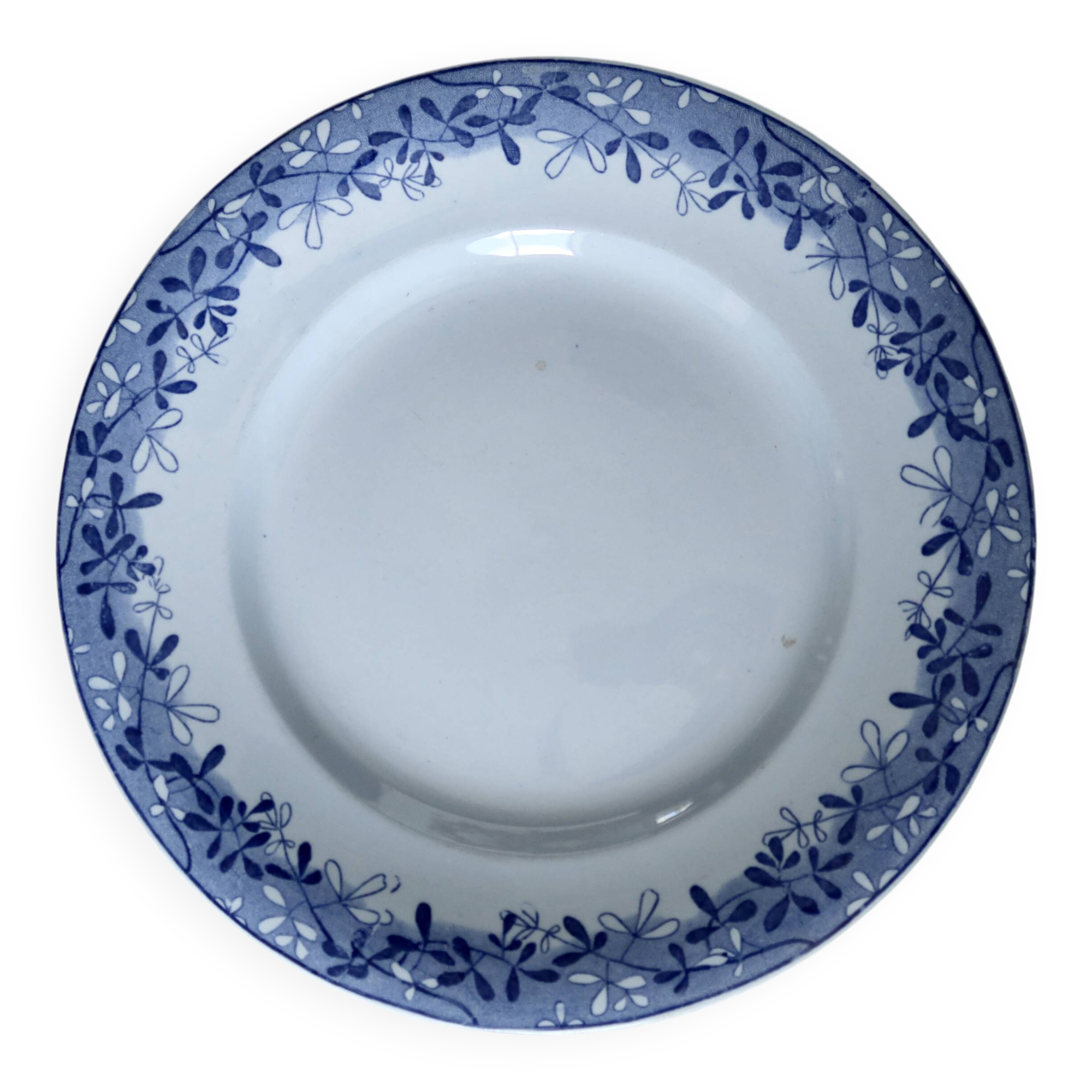 Compotier antique en faïence U&C Sarreguemines, modèle Mimosa