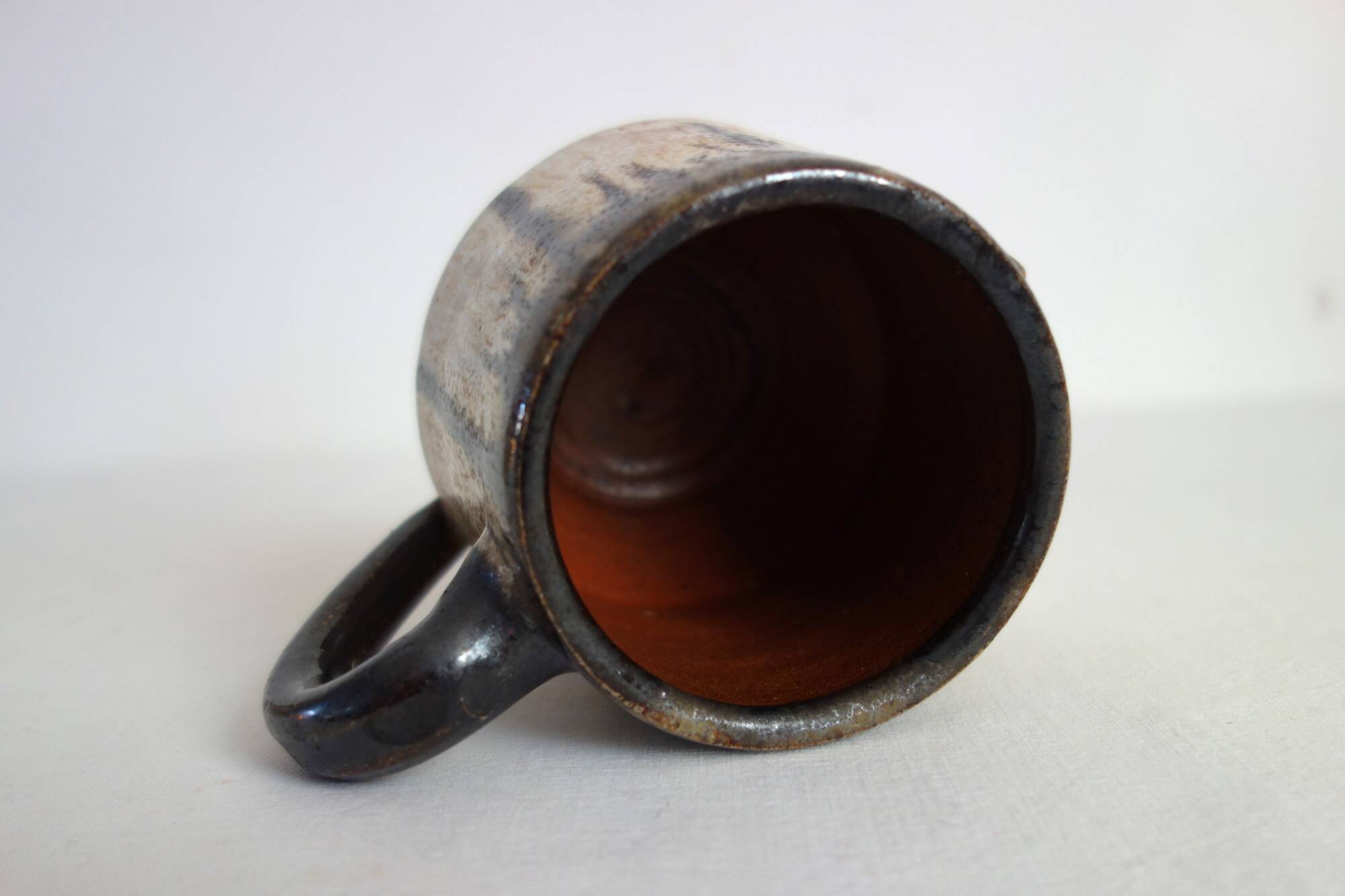 Set of 6 stoneware mugs signed Losson, Belgium, vintage