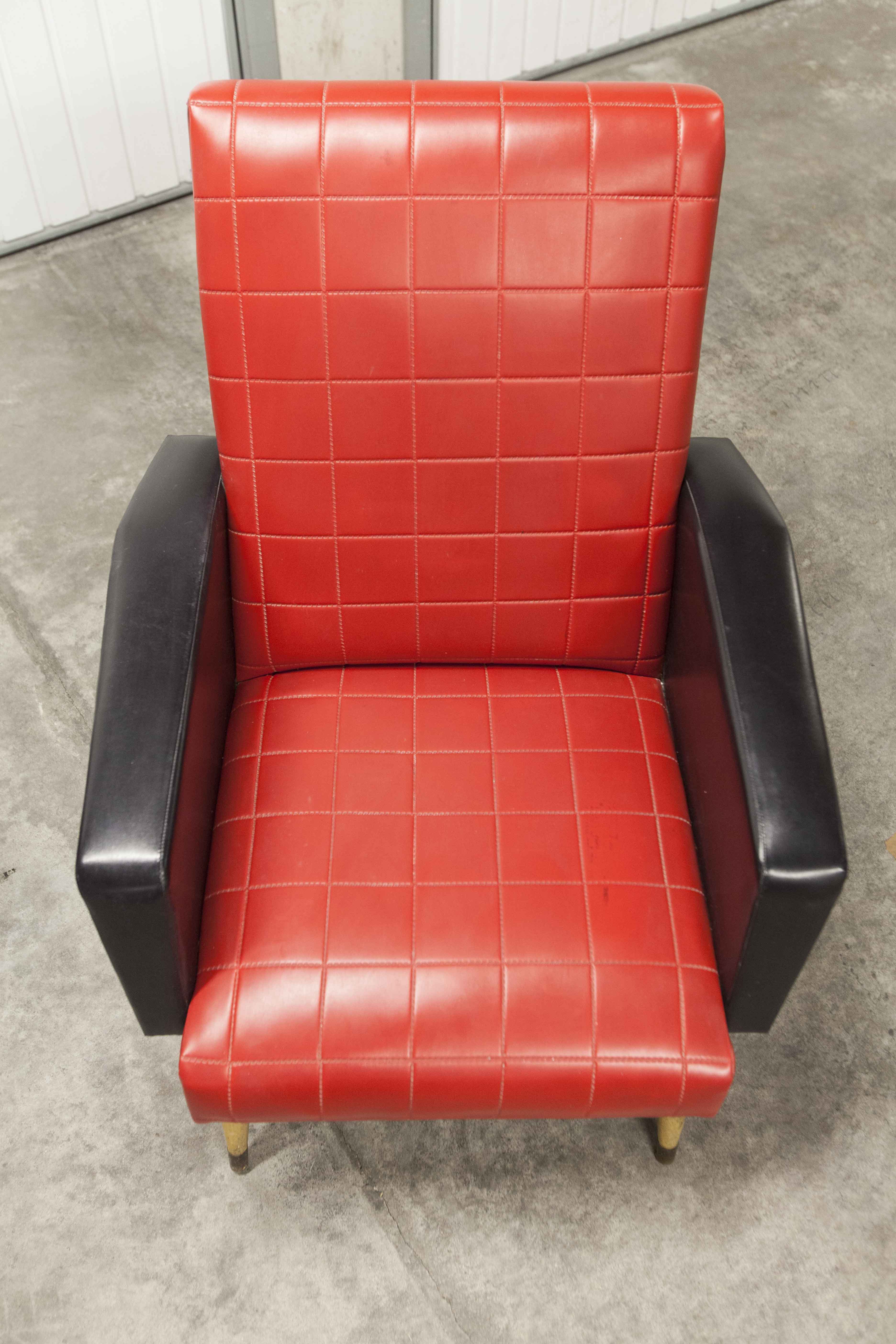 Paire de fauteuils rockabilly pieds compas 60