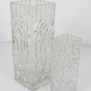 Peill & Putzler Modern Square Op Art Vase in Frosted Glass, Germany, 1970s