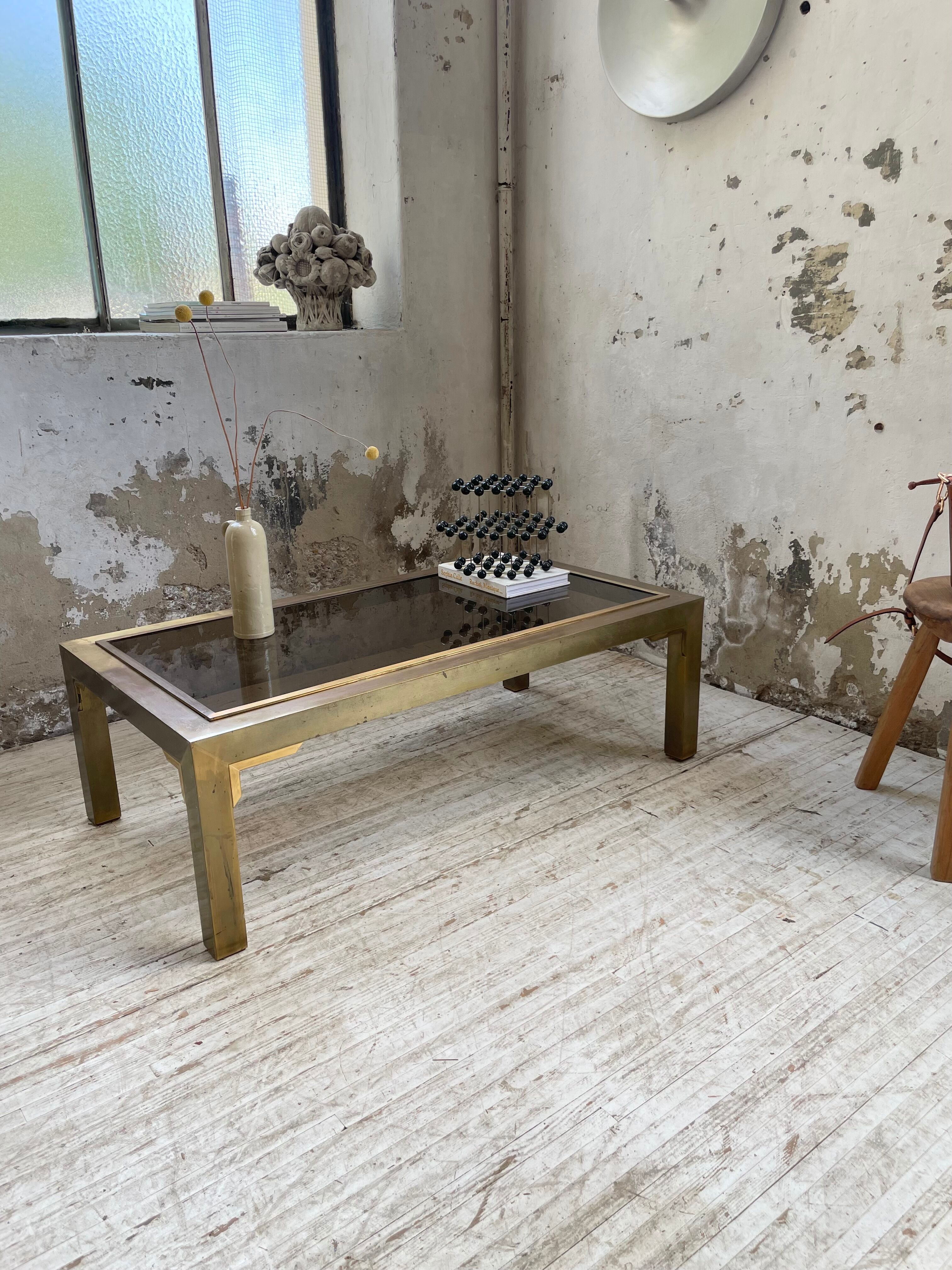 60s brass coffee table