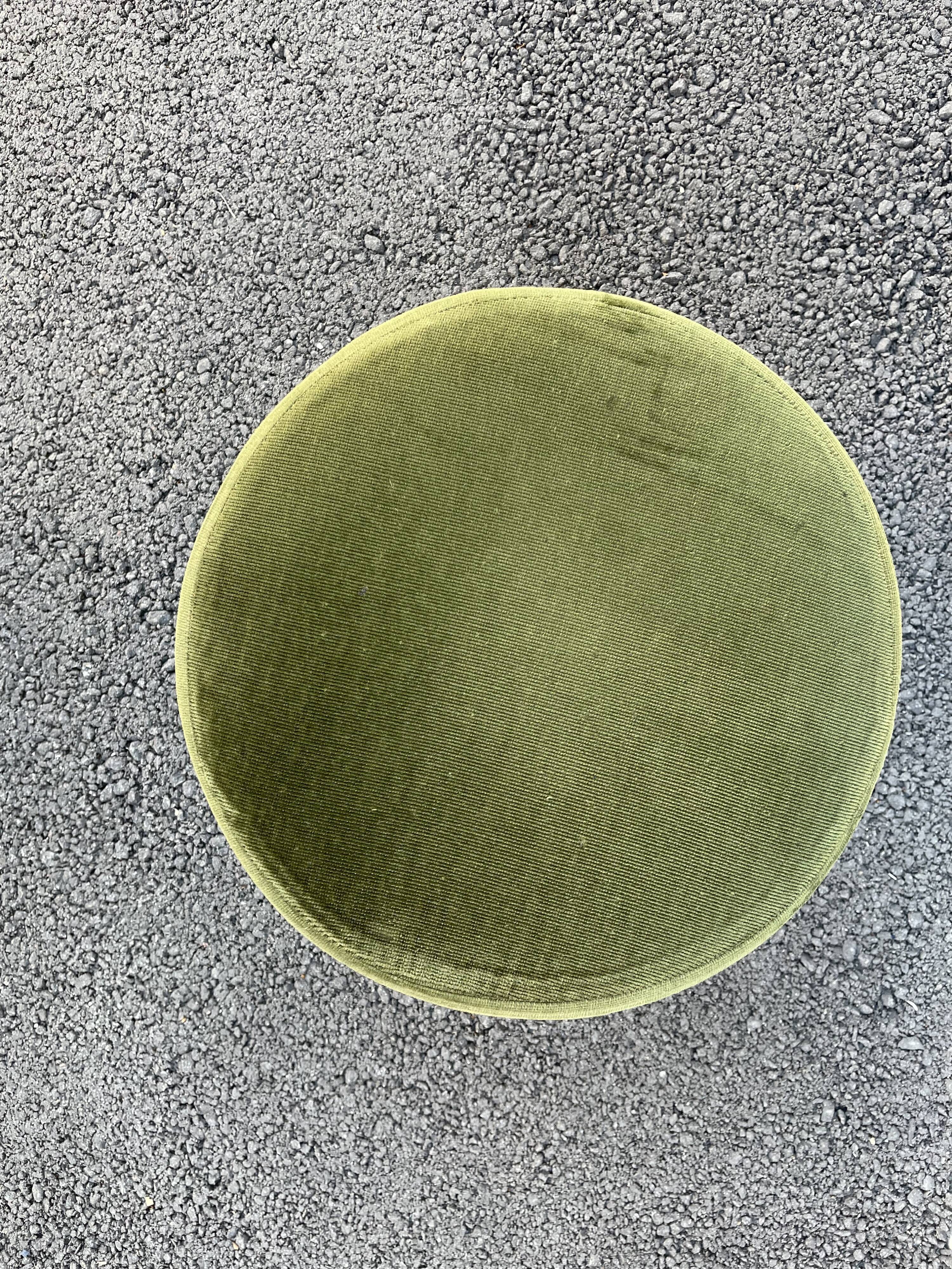 Green velvet pouf