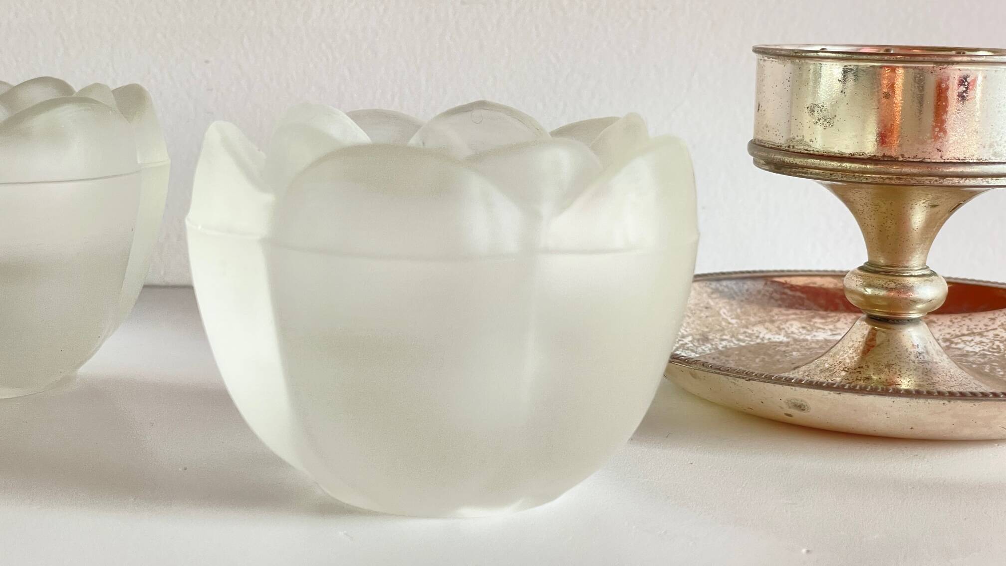 Vintage Silver Glass Candle Holder
