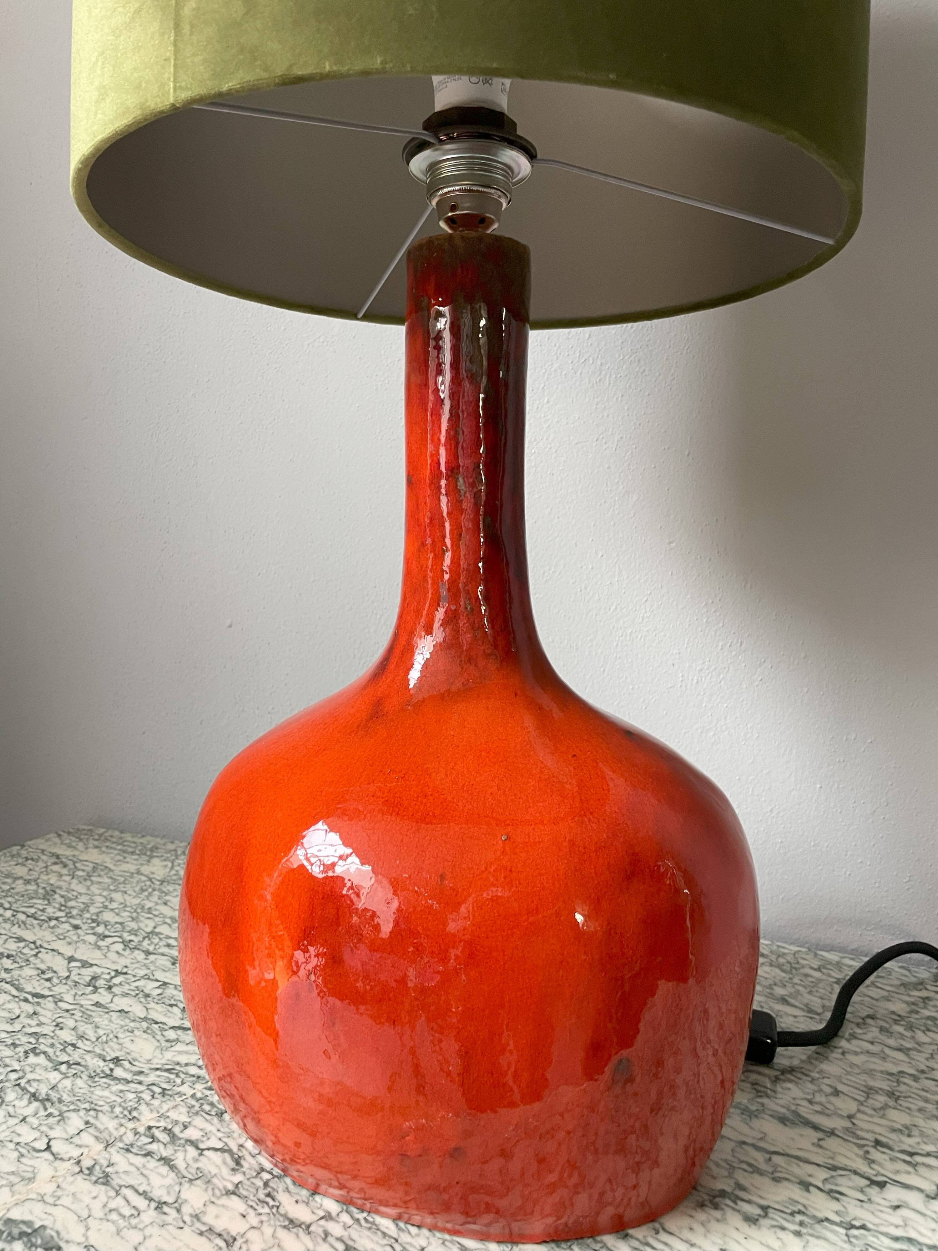 Orange Ceramic Table Lamp, 1970s