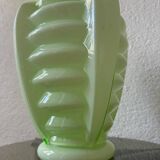 Art Deco uranium opaline skyscraper vase