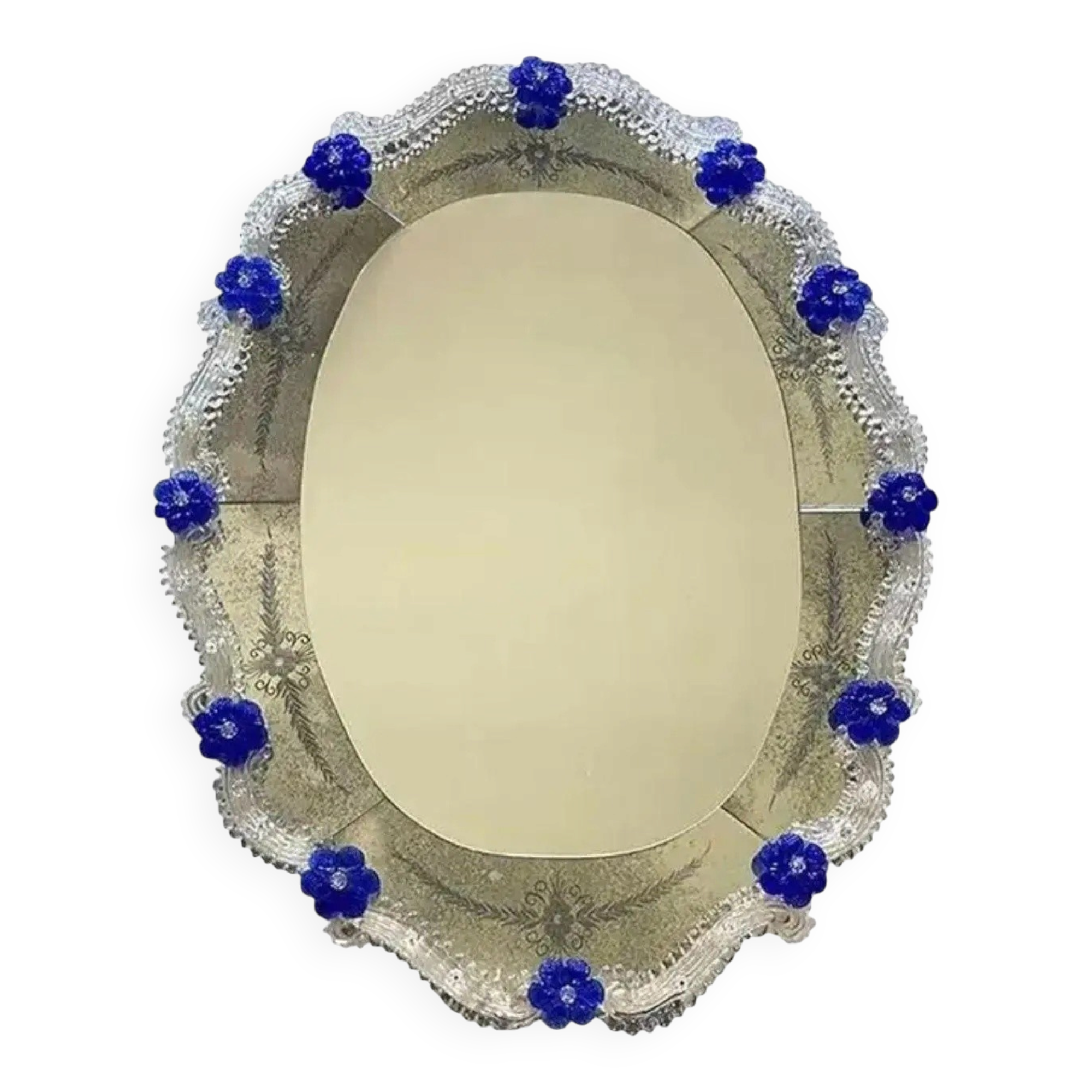 Vintage Simoeng Hand-Carved Venetian Oval Mirror
