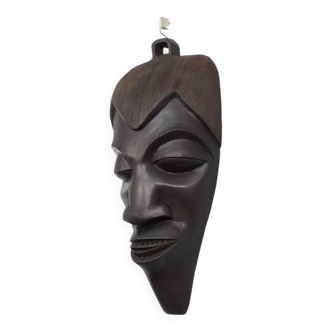 Masque facial en bois africain sculpté à la main, années 1980