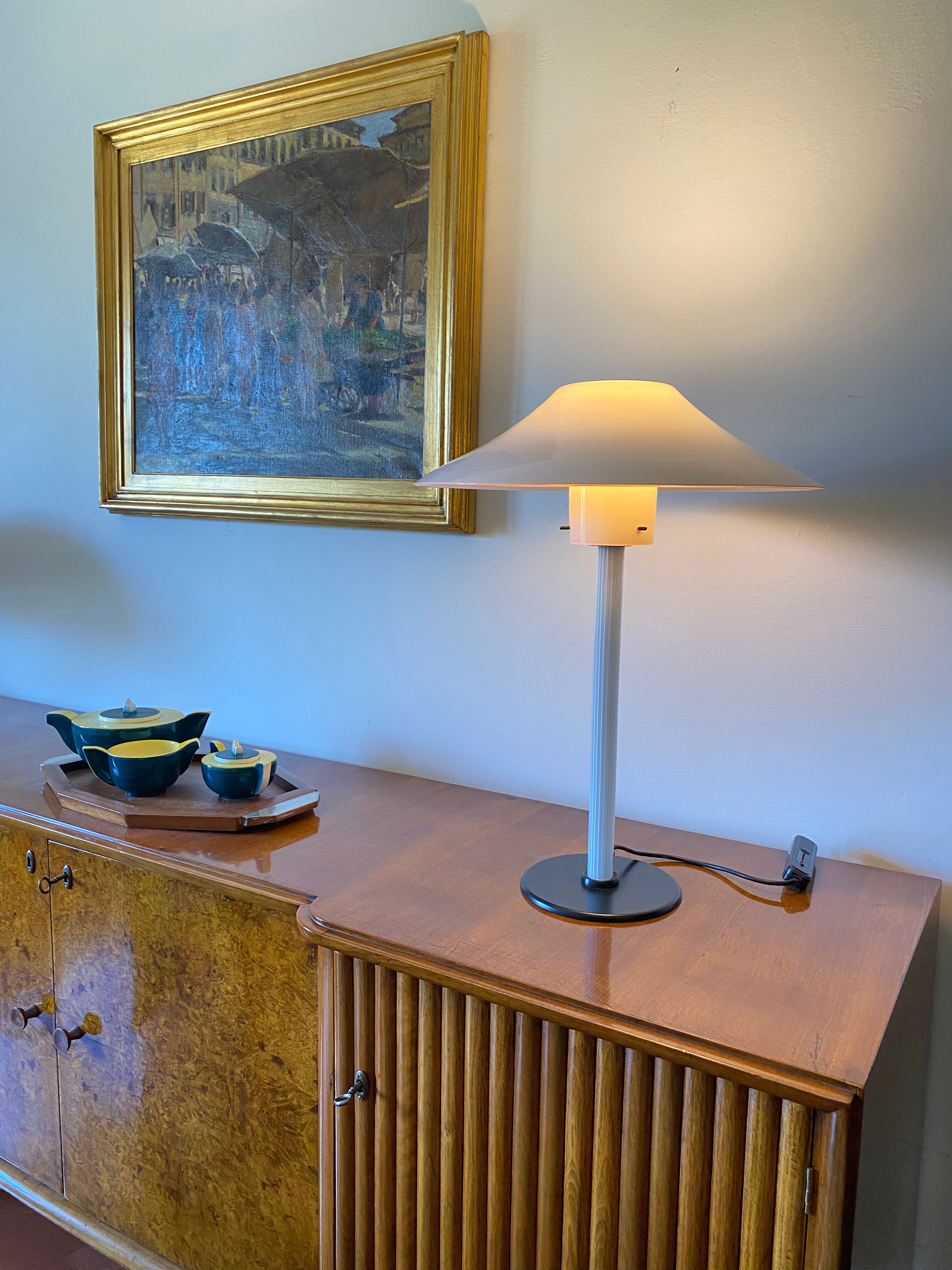 Cini Boeri, 2 Pink glass "Chiara" Table Lamp, Venini Murano, Italy, 1984