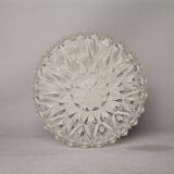 Mid century clear round crystal glass ceiling wall flush mount lamp