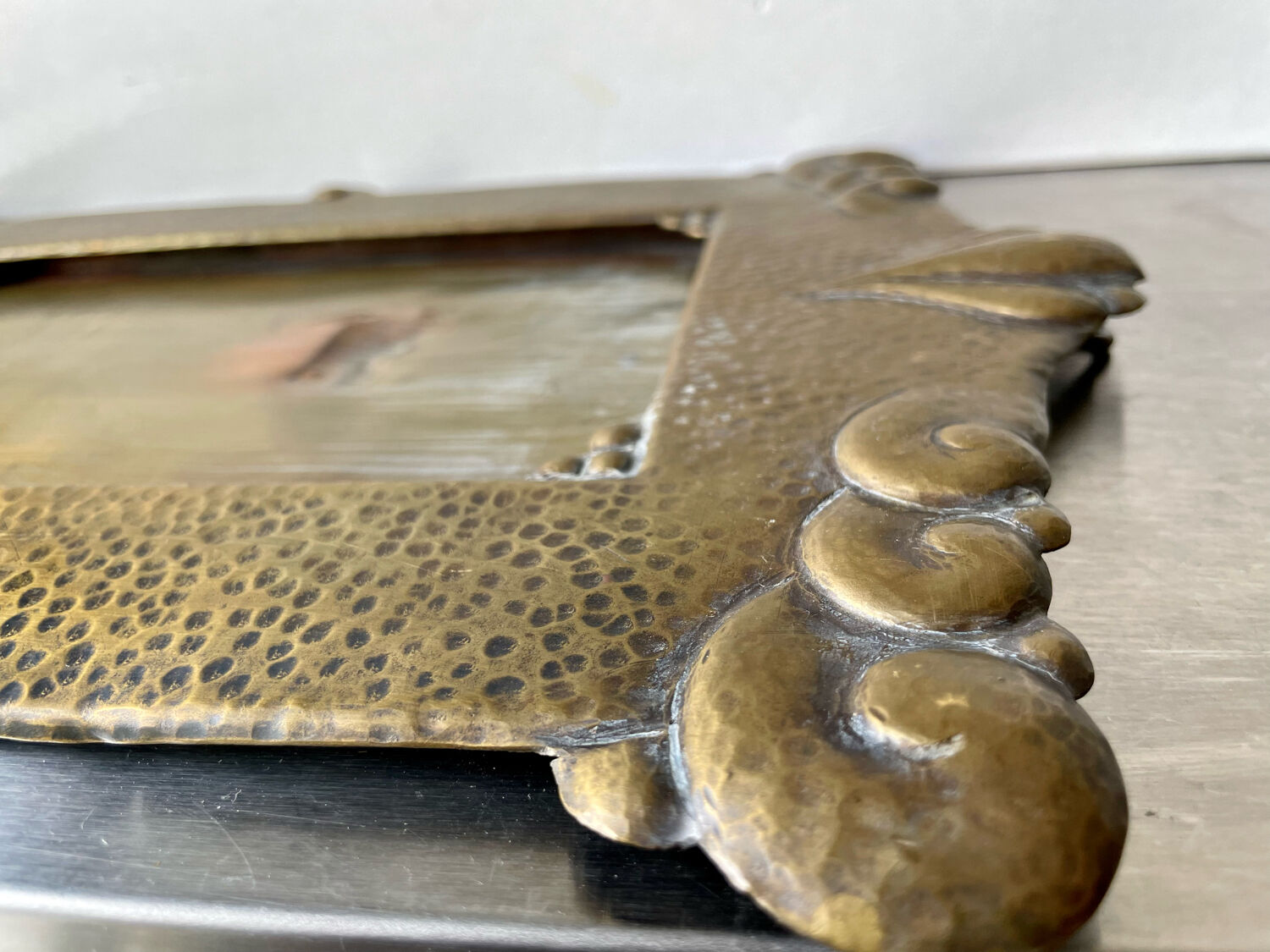 Art nouveau brass metal frame