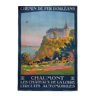 Affiche chemins de fer originale entoilée, 1921, Château de Chaumont-sur-Loire,