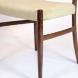 Dining chair - Rosewood - Light wool fabric - N.O. Møller - 1960s