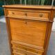 Secretary with drop-leaf in Louis XVI style, made of solid wood and brass, desk/commode.
