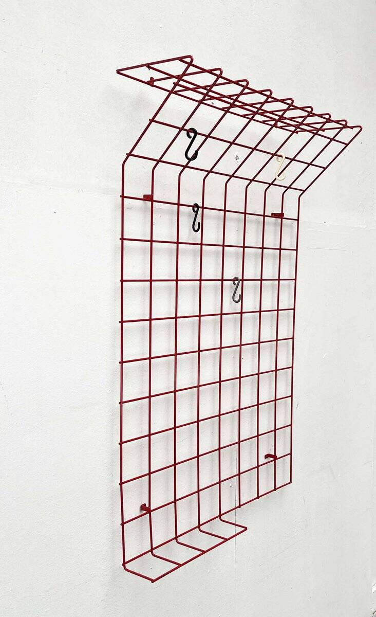 Red rope coat rack, modern German mid-century, 1960s.
