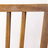 Vintage German Chair – 1950s Beech Wood – Magenta Upholstery – Mid-Century