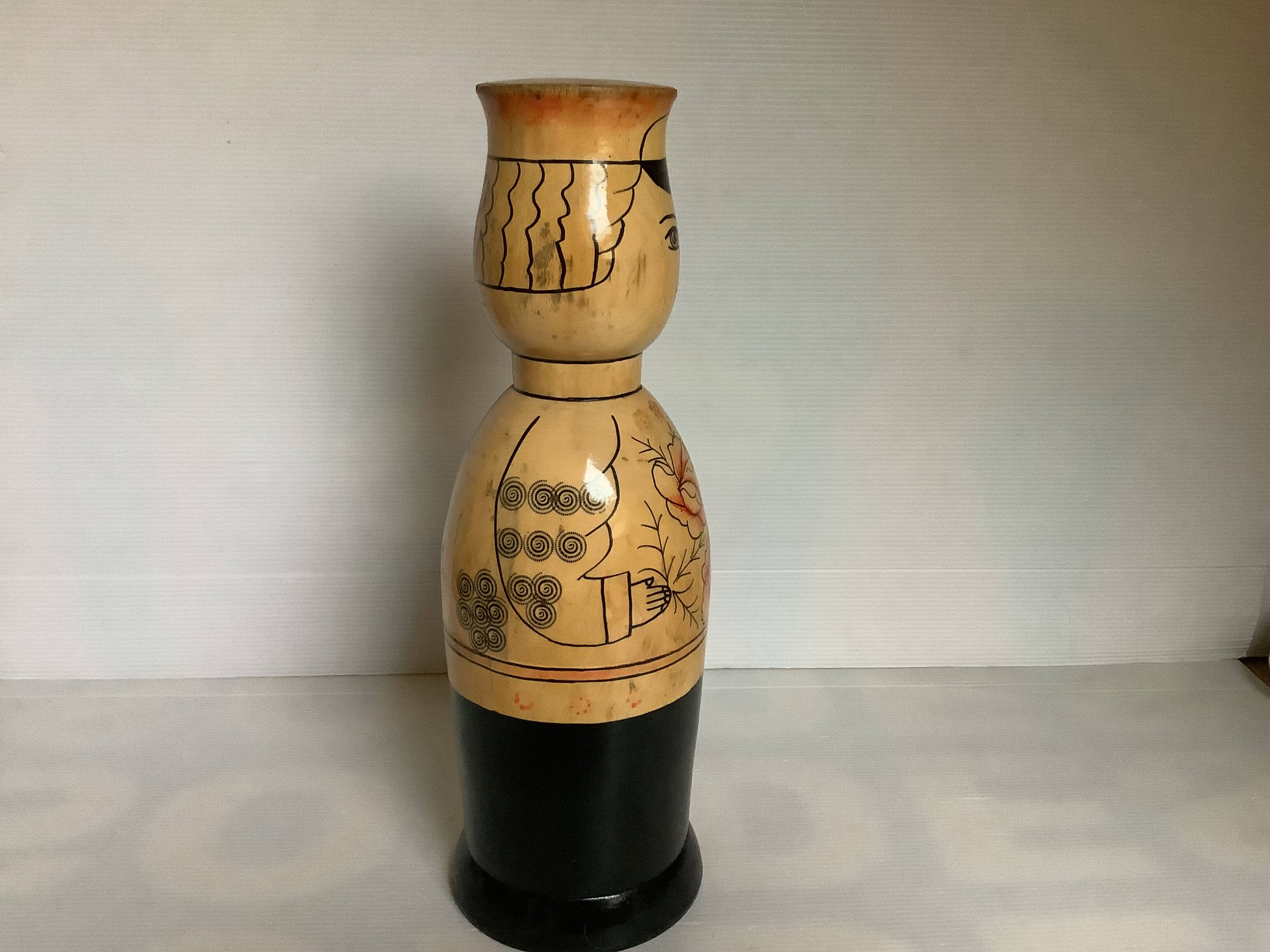 Large Russian doll bottle cover hand decorated