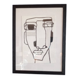 Vinyl paint on solid cardboard in a glazed black frame