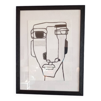 Vinyl paint on solid cardboard in a glazed black frame