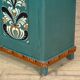 Original antique Swedish cabinet with blue-green folk style painting, dated 1906