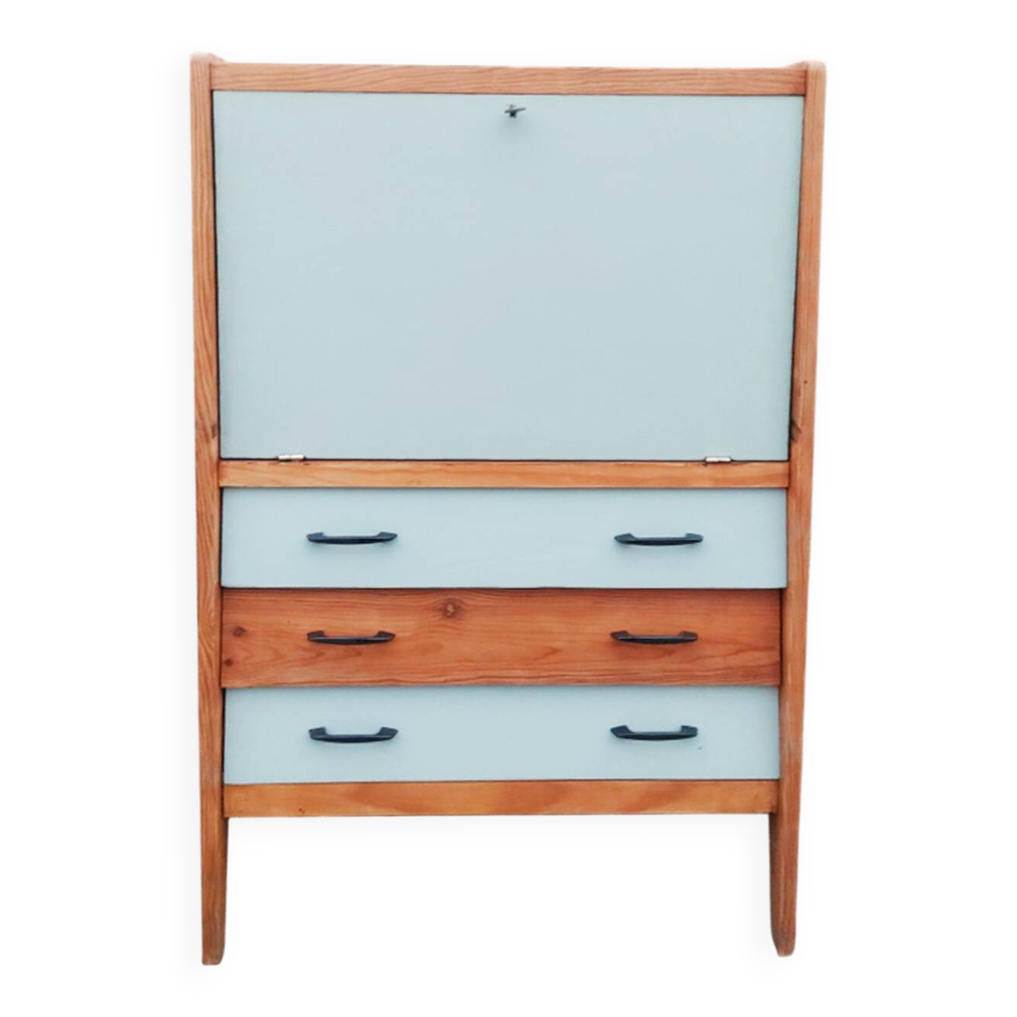 Secretary desk, drawers, vintage, refurbished, 60s