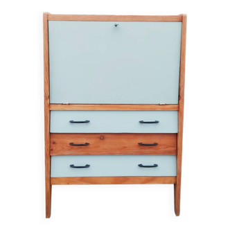 Secretary desk, drawers, vintage, refurbished, 60s