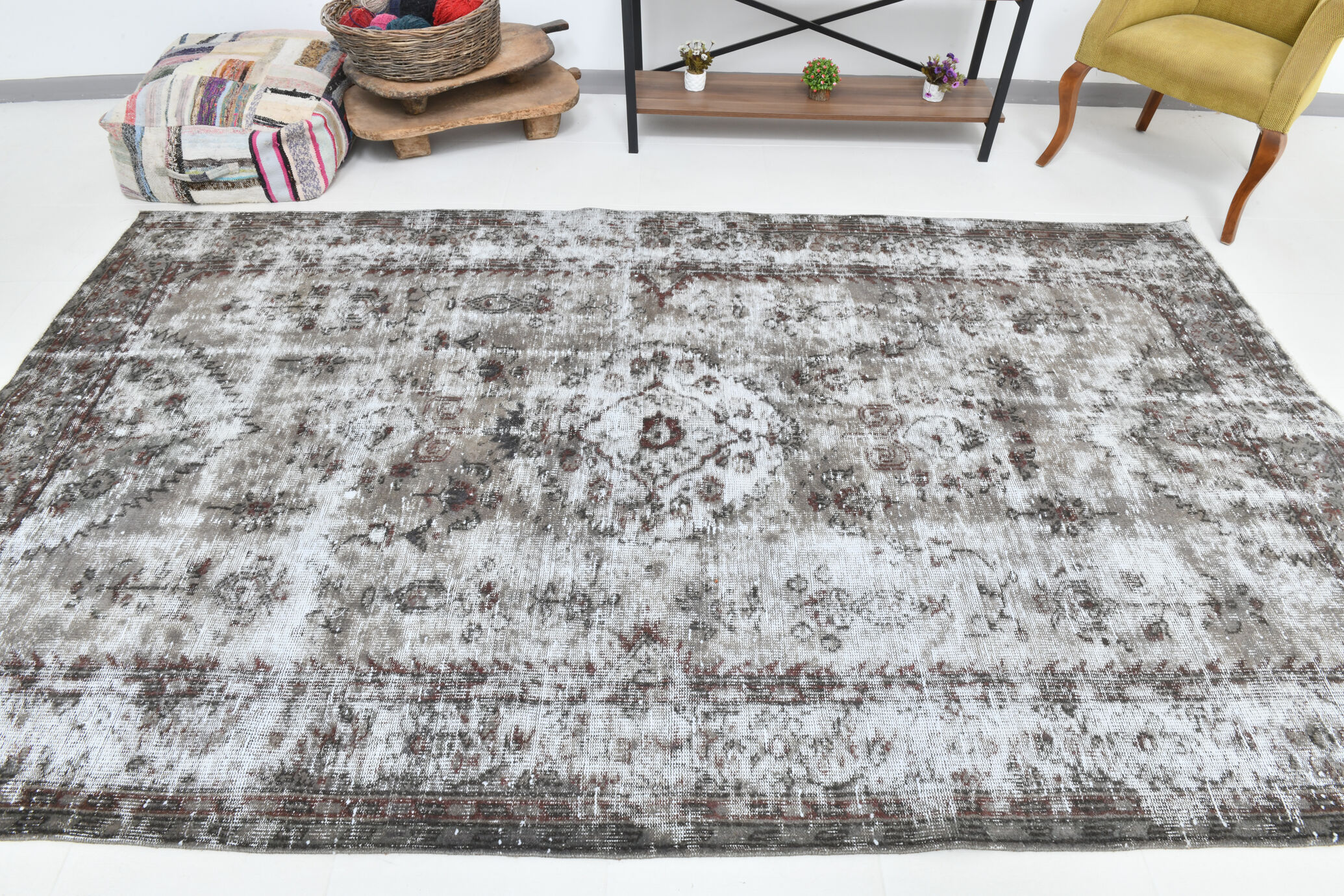 Turkish vintage large living room rug 313x188cm
