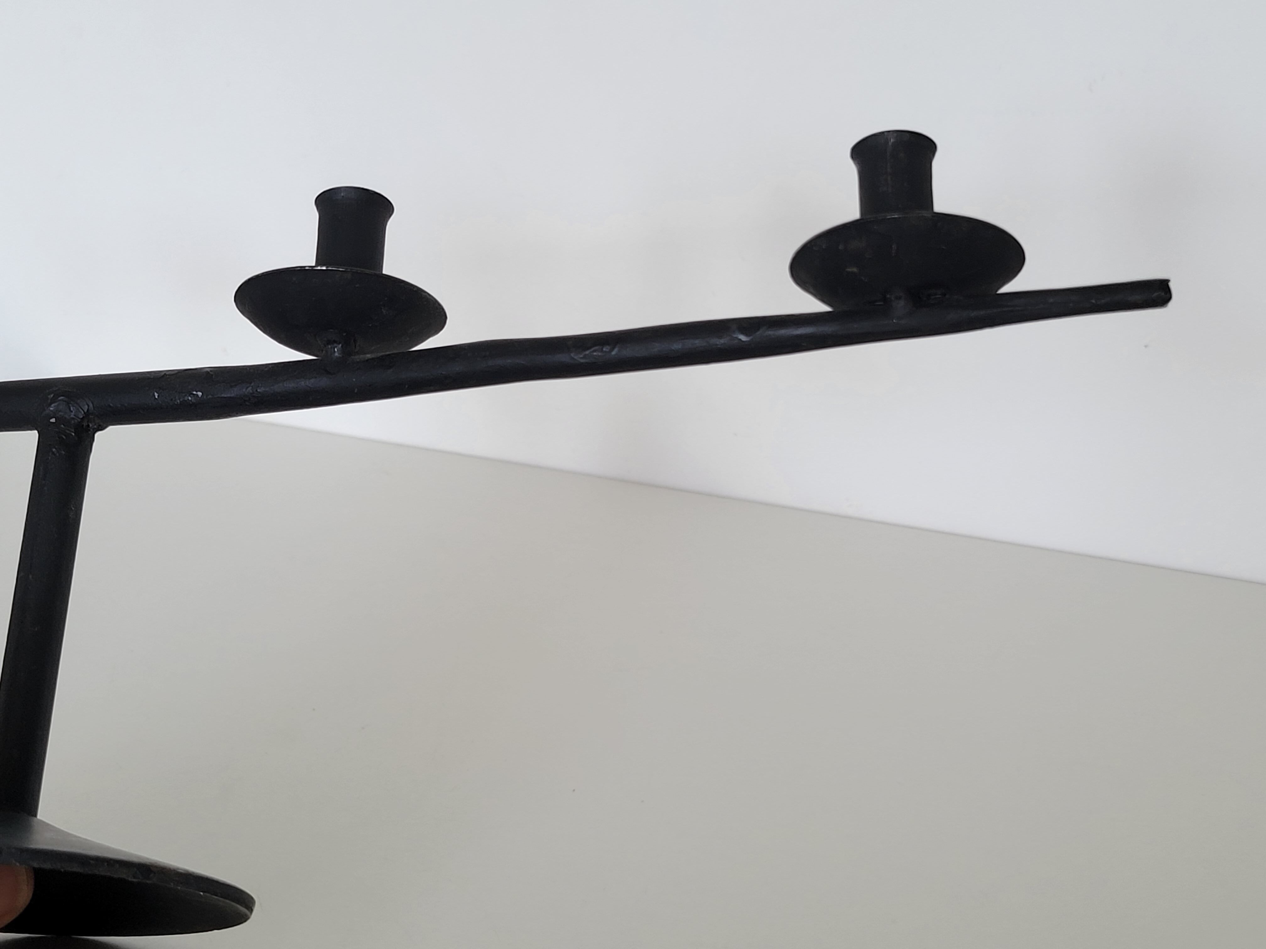 Brutalist candlestick candlestick with 4 metal branches