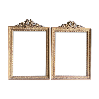 Frames (x2) XIX° - 35 / 51 cm / frame of 29.2 / 39.7 cm foliage 1 cm