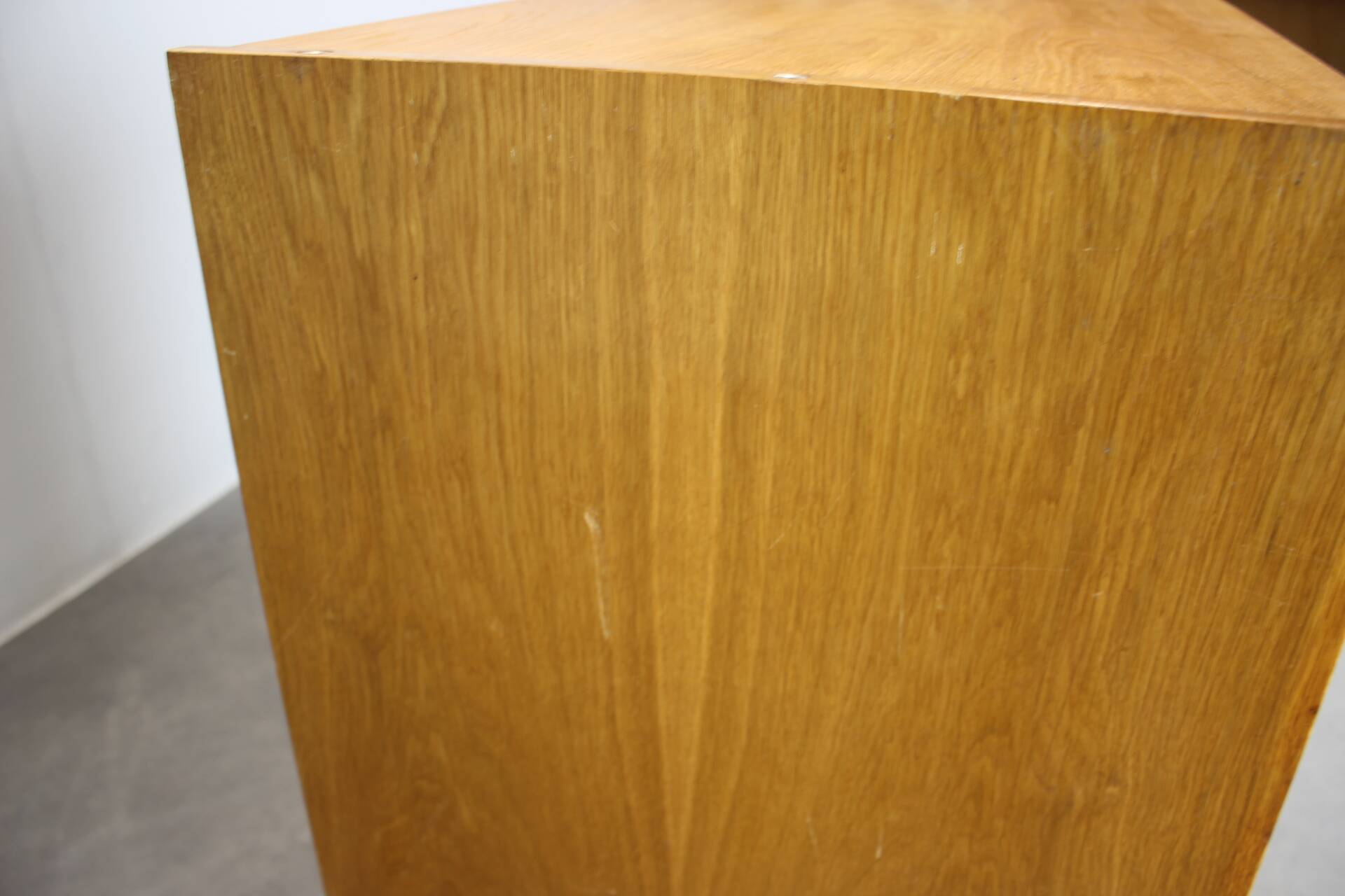 Restored 1960 chest of drawers by Jiroutek in oak with color-block drawers