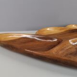 Serving tray or aperitif in carved wood varnish 70