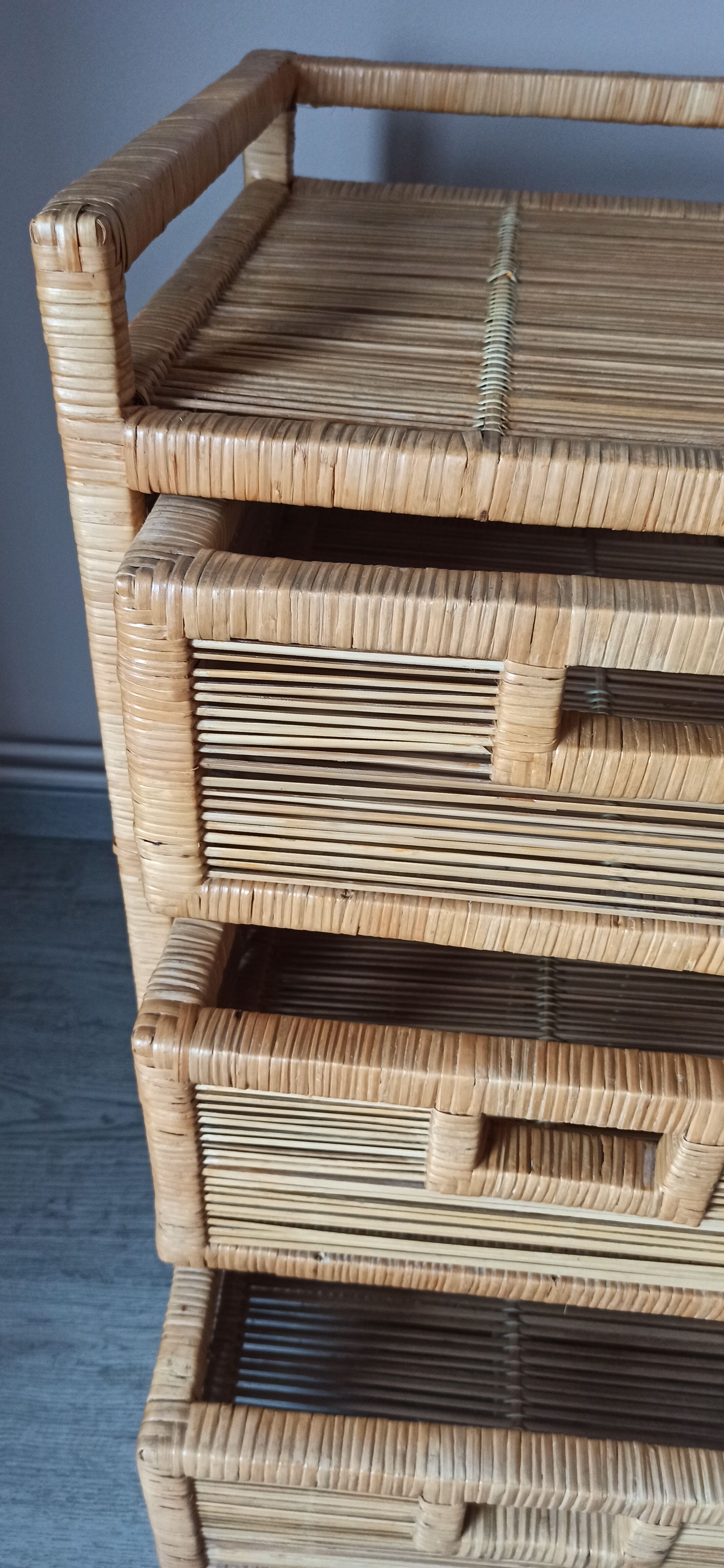 Extra cabinet 3 wicker rattan drawers