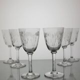 6 verres à vin en cristal de Baccarat modèle Molière
