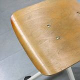 Vintage White & Wooden Swivel Office Chair, 70s
