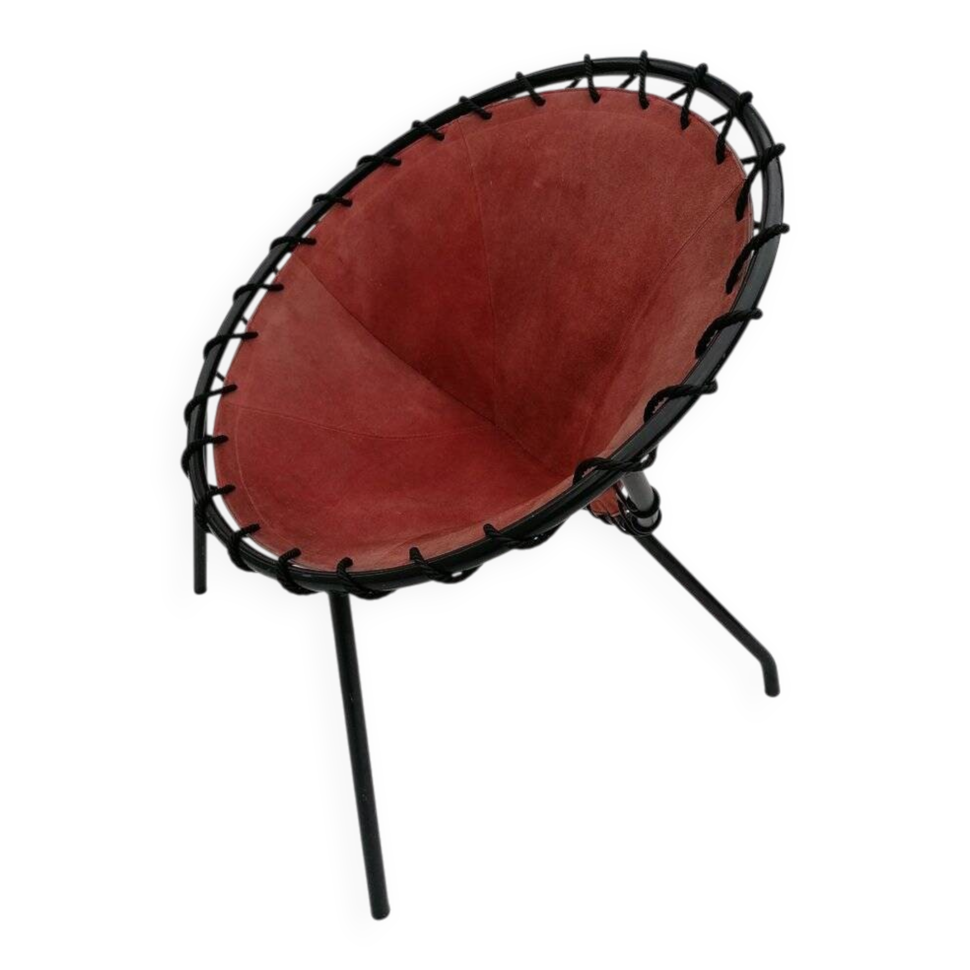 Vintage leather balloon chair, 1960s
